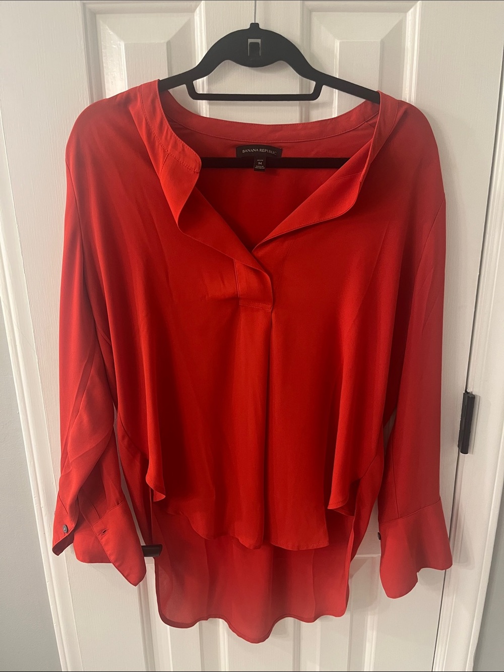 Banana Republic Vibrant Red Draped Silk Blouse